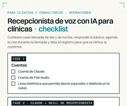 Checklist paso a paso: Recepcionista de voz con IA para clínicas, fase por fase, con pruebas, casos límite y cómo pausarlo