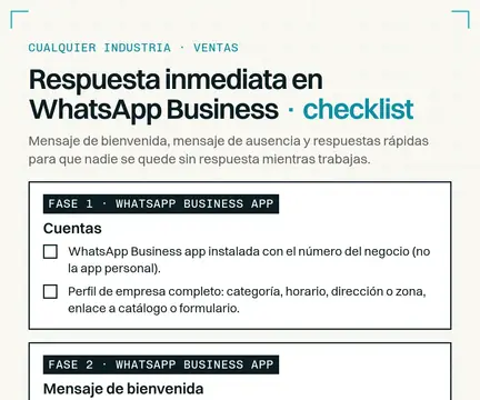 Checklist paso a paso: Respuesta inmediata en WhatsApp Business, fase por fase, con pruebas, casos límite y cómo pausarlo